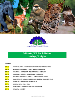 Sri Lanka, Wildlife & Nature 10 Days / 9 Nights