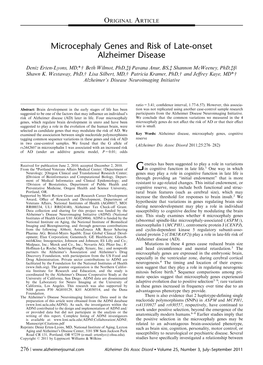 Microcephaly Genes and Risk of Late-Onset Alzheimer Disease