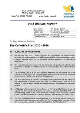 The Cyfarthfa Plan 2020 - 2040
