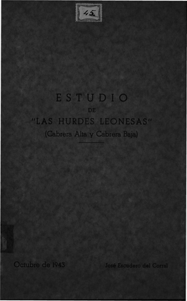 ESTUDIO DE LAS HURDES LEONI (Cabrera Alta Y Cabrera B OE MADRID