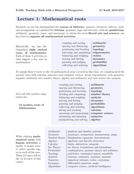 Lecture 1: Mathematical Roots