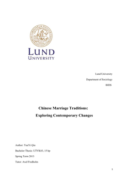 Chinese Marriage Traditions: Exploring Contemporary Changes