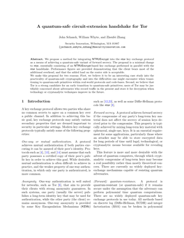 A Quantum-Safe Circuit-Extension Handshake for Tor