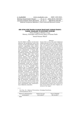 E-Makâlât ISSN 1309-5803 Mezhep Araştırmaları Dergisi 10, Sy