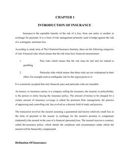 Chapter 1 Introduction of Insurance