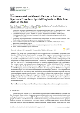 Environmental and Genetic Factors in Autism Spectrum Disorders: Special Emphasis on Data from Arabian Studies