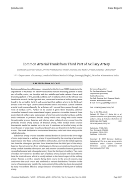 Common Arterial Trunk from Third Part of Axillary Artery