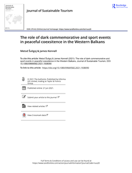 The Role of Dark Commemorative and Sport Events in Peaceful Coexsitence in the Western Balkans