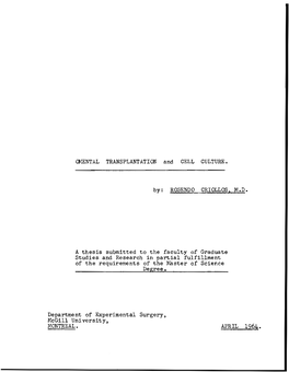 OMENTAL TRANSPLANTATION and CELL CULTURE. By: ROSENDO