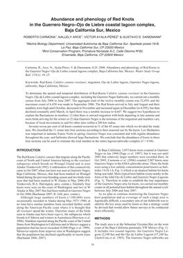 Abundance and Phenology of Red Knots in the Guerrero Negro–Ojo