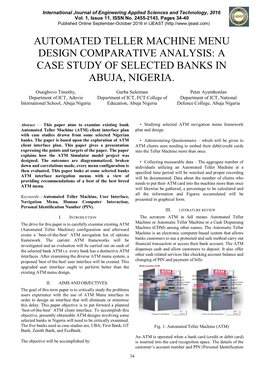 Automated Teller Machine Menu Design Comparative Analysis: a Case Study of Selected Banks in Abuja, Nigeria