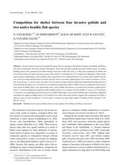 Competition for Shelter Between Four Invasive Gobiids and Two Native Benthic Fish Species