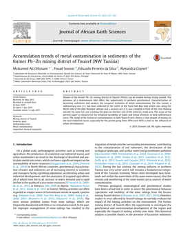 Accumulation Trends of Metal Contamination in Sediments of the Former Pbezn Mining District of Touiref (NW Tunisia)