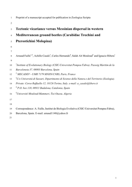 Tectonic Vicariance Versus Messinian Dispersal in Western Mediterranean