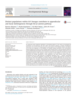 Distinct Populations Within Isl1 Lineages Contribute to Appendicular and Facial Skeletogenesis Through the Β-Catenin Pathway