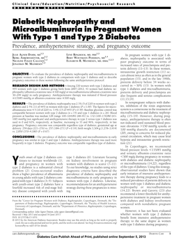 Diabetic Nephropathy and Microalbuminuria in Pregnant Women with Type 1 and Type 2 Diabetes Prevalence, Antihypertensive Strategy, and Pregnancy Outcome