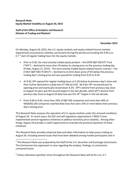 Equity Market Volatility on August 24, 2015