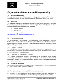 Organizational Structure and Responsibility