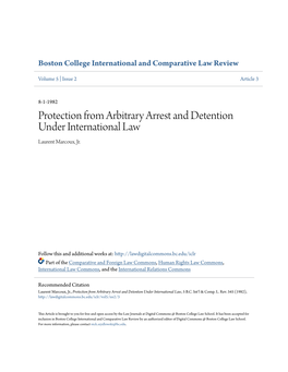 Protection from Arbitrary Arrest and Detention Under International Law Laurent Marcoux, Jr