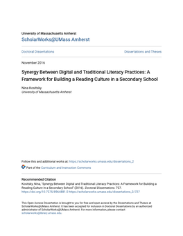 Synergy Between Digital and Traditional Literacy Practices: a Framework for Building a Reading Culture in a Secondary School