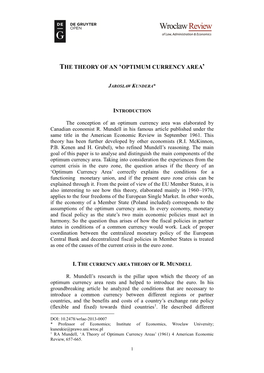 The Theory of an 'Optimum Currency Area'