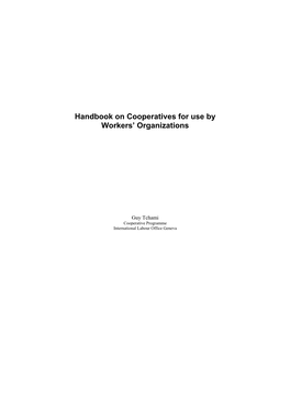 Handbook on Cooperatives for Use by Workers' Organizations