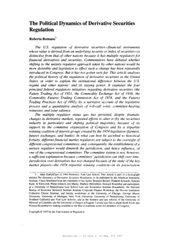 The Political Dynamics of Derivative Securities Regulation