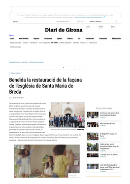 Beneïda La Restauració De La Façana De L'església De Santa Maria De Breda