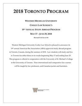 2018 Toronto Program