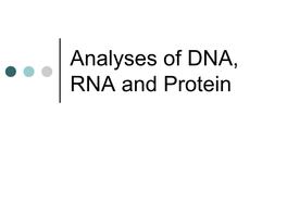 Analyses of DNA, RNA and Protein