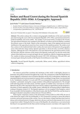 Strikes and Rural Unrest During the Second Spanish Republic (1931–1936): a Geographic Approach