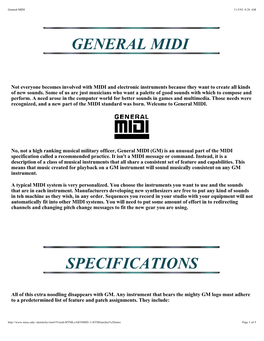 General Midi Specifications