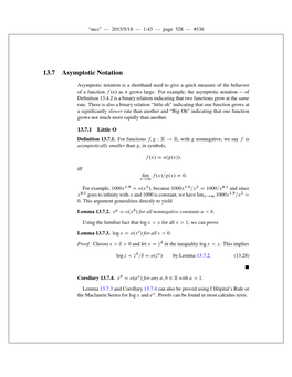 13.7 Asymptotic Notation