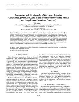 Ammonites and Stratigraphy of the Upper Bajocian Garantiana Garantiana Zone in the Interfluve Between the Kuban and Urup Rivers (Northern Caucasus) V