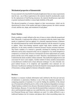 Mechanical Properties of Biomaterials