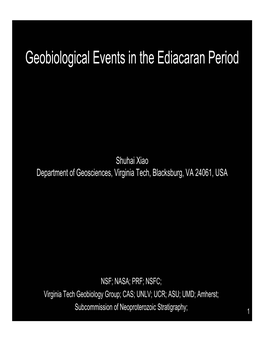 Geobiological Events in the Ediacaran Period