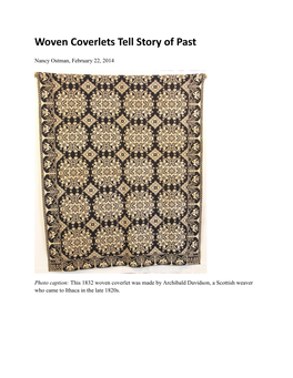 Woven Coverlets Tell Story of Past