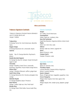 View Trabocco's Wine List Here