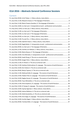 ICLA 2016 – Abstracts General Conference Sessions, July 17Th, 2016