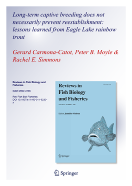 Lessons Learned from Eagle Lake Rainbow Trout