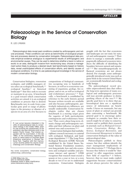 Paleozoology in the Service of Conservation Biology