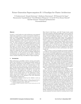 Future Generation Supercomputers II: a Paradigm for Cluster Architecture