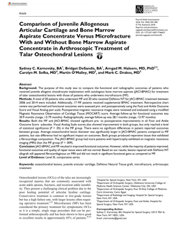 Comparison of Juvenile Allogenous Articular Cartilage and Bone