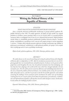 Writing the Political History of the Republic of Slovenia