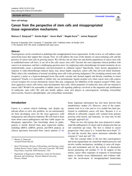 Cancer from the Perspective of Stem Cells and Misappropriated Tissue Regeneration Mechanisms