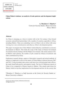 42 China-Malawi Relations