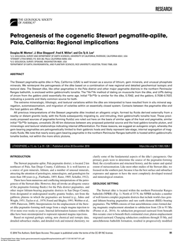 RESEARCH Petrogenesis of the Cogenetic