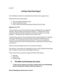 Is Peter the First Pope?