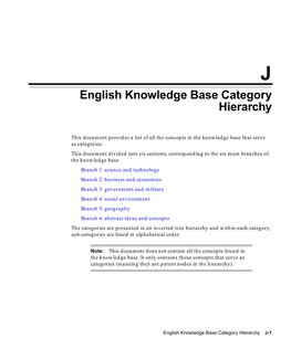 English Knowledge Base Category Hierarchy