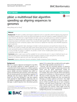 A Multithread Blat Algorithm Speeding up Aligning Sequences to Genomes Meng Wang and Lei Kong*